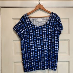 Calvin Klein Knit Sweater Short Sleeve Pullover Ribbed Neck Banded Bottom 2.5"